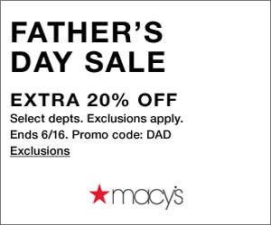 Take 20% off Father's Day Sale with code DAD. Shop now at Macys.com! Valid 6/11-6/16.