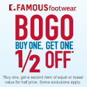 Bogo is Here! Buy one, get a second item of equal or lesser value for half price at FamousFootwear.com!