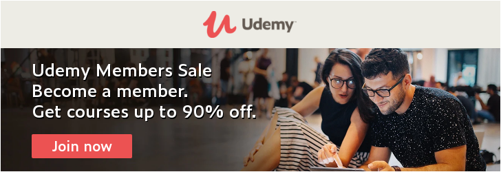 Become a member! Get Udemy online video courses now at up to 90% off. Simple as that.